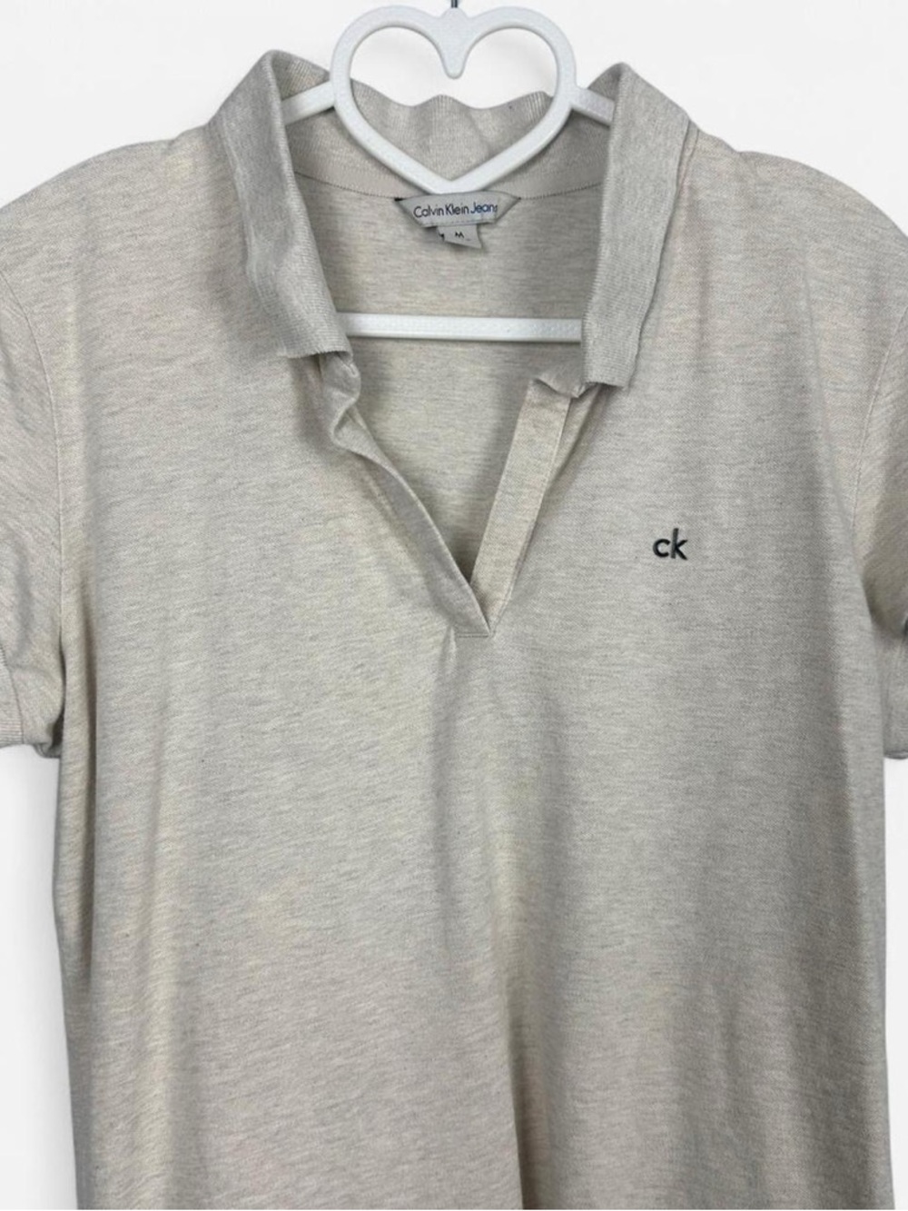 Calvin Klein tan fitted polo shirt